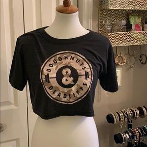 Doughnuts & Deadlifts cropped tee. Never worn
